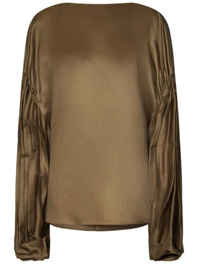 KHAITE NY TOFFEE-COLORED QUICO BLOUSE