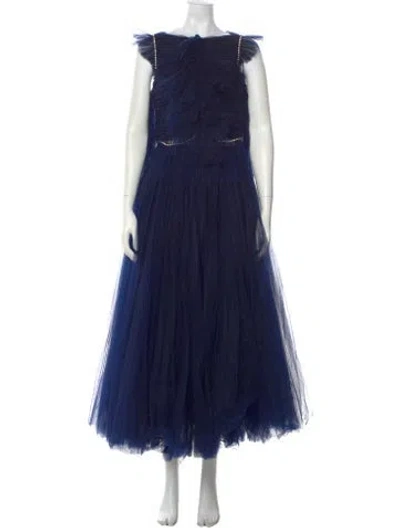 Pre-owned Khaite Nylon Mesh Accents Skirt Set In Blue