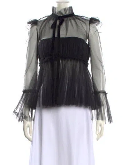 Pre-owned Khaite Nylon Mock Neck Blouse In Black