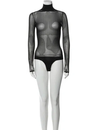 Pre-owned Khaite Nylon Turtleneck Bodysuit In Black