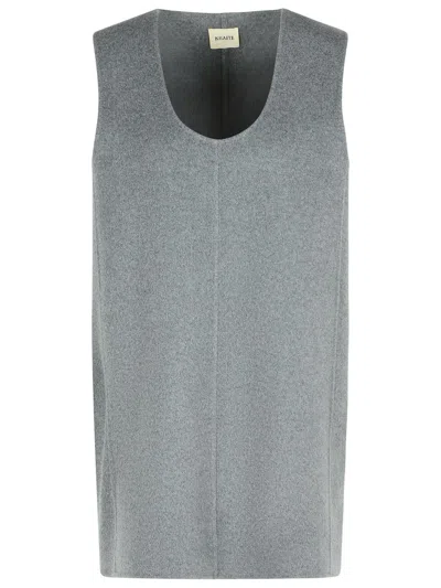 Khaite 'nyona' Grey Wool Dress In Gray