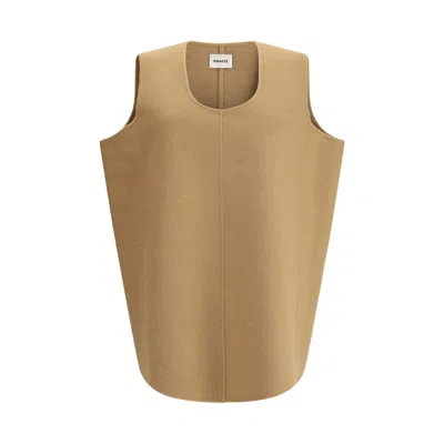 Khaite Beige Wool Casual Dress In Brown