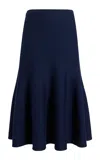 Khaite Odil Flared Wool-blend Midi Skirt In Navy