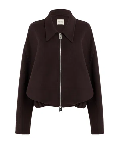Khaite Odin Zipped-wool Jacket In Brown