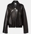Khaite Odin Zip-front Leather Jacket In Black