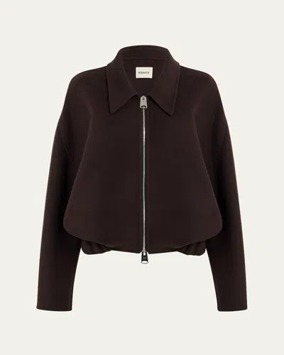 Khaite Odin Oversized Double-face Wool Jacket In Brown