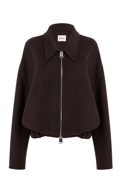 Khaite Odin Zip-front Wool Jacket In Brown
