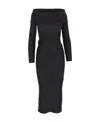 Khaite Off-shoulder Long-sleeve Dress In Black