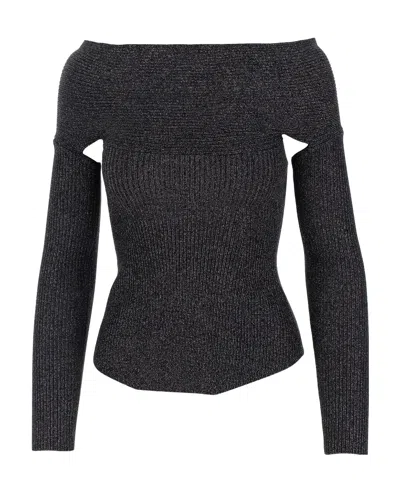 Khaite Off-shoulder Long-sleeved Top In Black