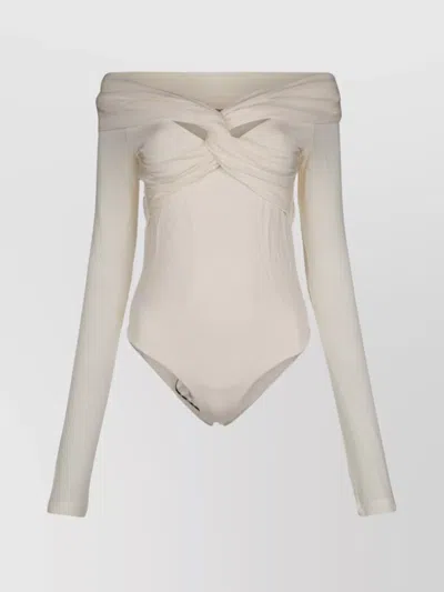 Khaite Off-the-shoulder Ruched Knitwear Long Sleeves In Neutral