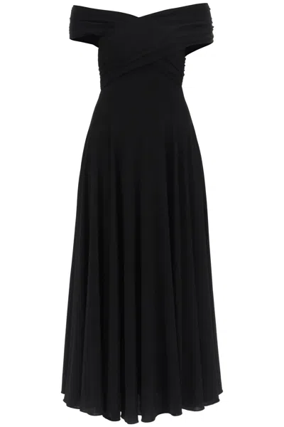 Khaite Off-the-shoulder T-shirt Maxi Dress In Black For Women