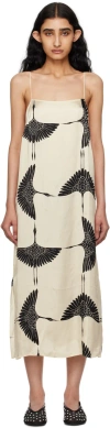 Khaite Sicily Printed Twill Midi Dress In 193 Cream / Black
