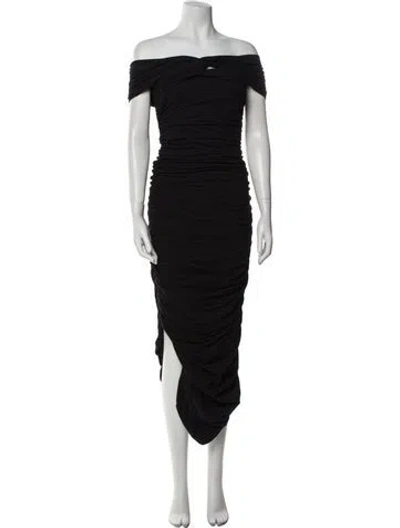 Pre-owned Khaite Off-the-shoulder Long Dress In Black