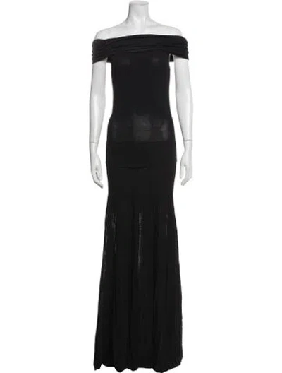 Pre-owned Khaite Off-the-shoulder Long Dress In Black