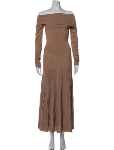 Pre-owned Khaite Off-the-shoulder Long Dress In Neutral