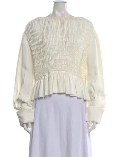 Pre-owned Khaite Off-the-shoulder Long Sleeve Blouse In Neutrals