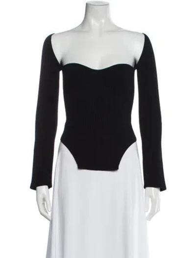 Pre-owned Khaite Off-the-shoulder Long Sleeve Bodysuit In Black