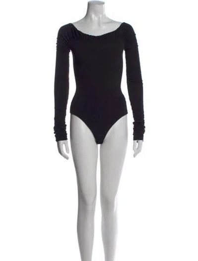 Pre-owned Khaite Off-the-shoulder Long Sleeve Bodysuit In Black