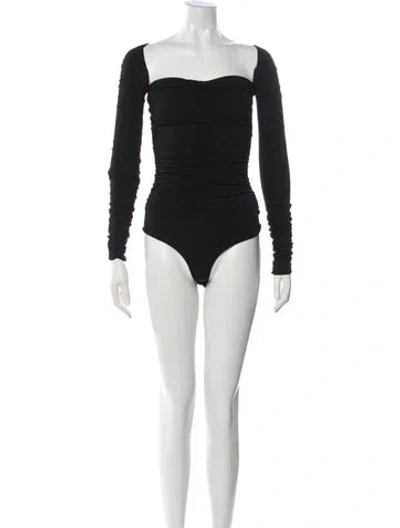 Pre-owned Khaite Off-the-shoulder Long Sleeve Bodysuit In Black
