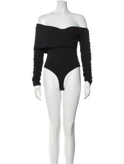 Pre-owned Khaite Off-the-shoulder Long Sleeve Bodysuit In Black