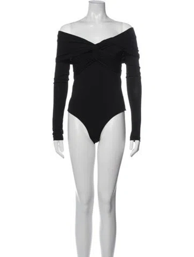Pre-owned Khaite Off-the-shoulder Long Sleeve Bodysuit In Black
