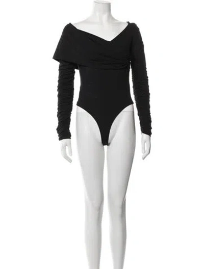 Pre-owned Khaite Off-the-shoulder Long Sleeve Bodysuit In Black