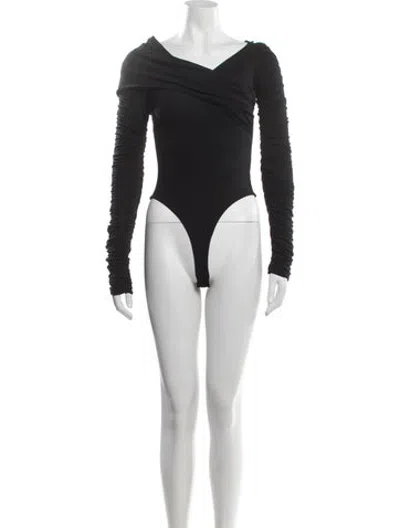 Pre-owned Khaite Off-the-shoulder Long Sleeve Bodysuit In Black