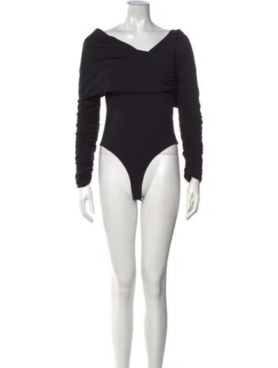 Pre-owned Khaite Off-the-shoulder Long Sleeve Bodysuit In Black