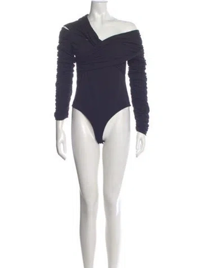 Pre-owned Khaite Off-the-shoulder Long Sleeve Bodysuit In Blue