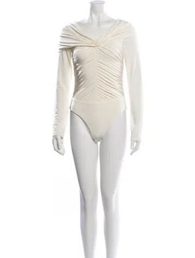 Pre-owned Khaite Off-the-shoulder Long Sleeve Bodysuit In Neutrals