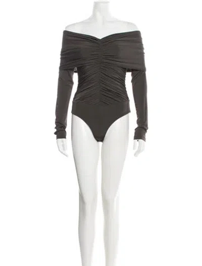 Pre-owned Khaite Off-the-shoulder Long Sleeve Bodysuit In Neutrals