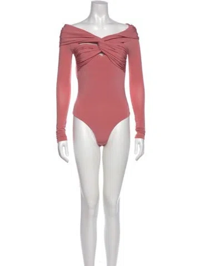 Pre-owned Khaite Off-the-shoulder Long Sleeve Bodysuit In Pink