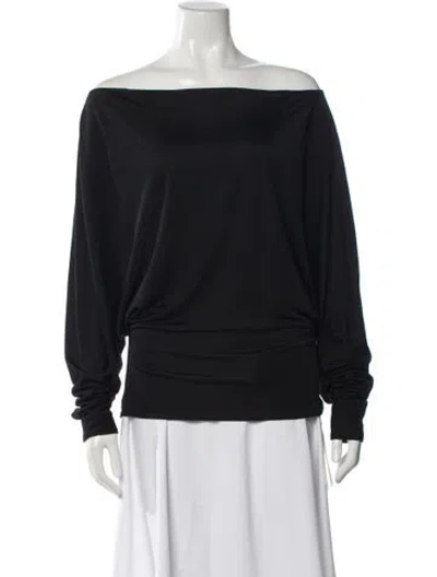 Pre-owned Khaite Off-the-shoulder Long Sleeve Top In Black