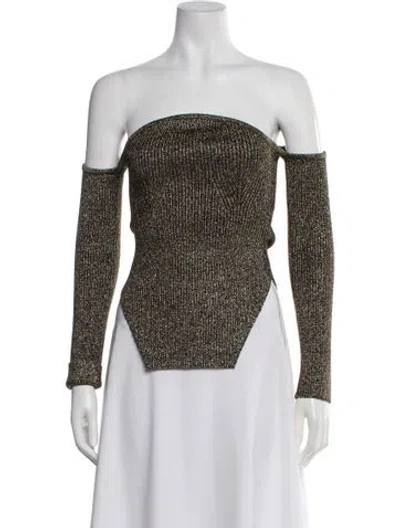 Pre-owned Khaite Off-the-shoulder Long Sleeve Top In Gold