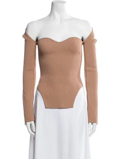 Pre-owned Khaite Off-the-shoulder Long Sleeve Top In Neutral