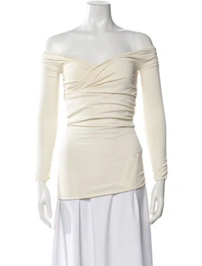 Pre-owned Khaite Off-the-shoulder Long Sleeve Top In Neutral