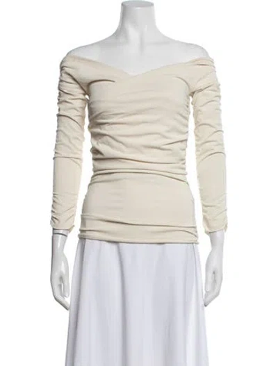 Pre-owned Khaite Off-the-shoulder Long Sleeve Top In Neutrals
