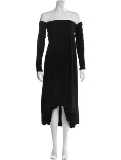 Pre-owned Khaite Off-the-shoulder Midi Length Dress In Black