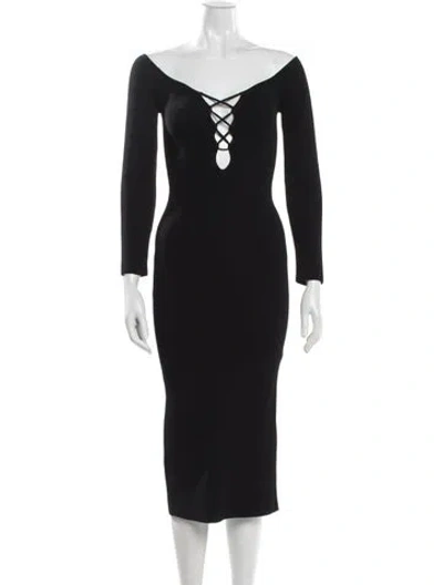 Pre-owned Khaite Off-the-shoulder Midi Length Dress In Black