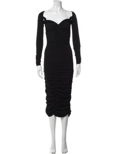 Pre-owned Khaite Off-the-shoulder Midi Length Dress In Black