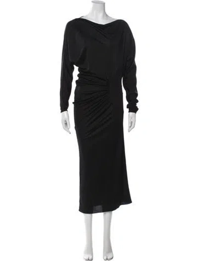Pre-owned Khaite Off-the-shoulder Midi Length Dress In Black