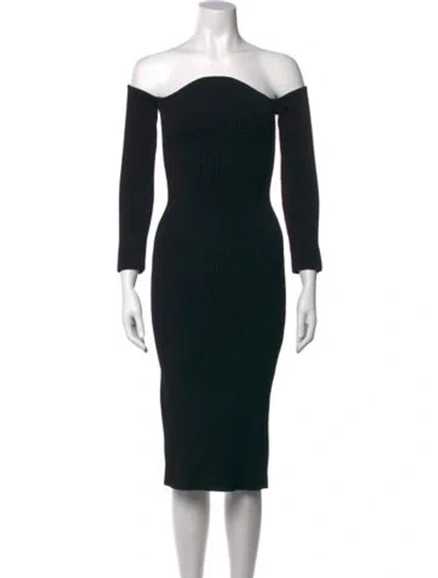 Pre-owned Khaite Off-the-shoulder Midi Length Dress In Black