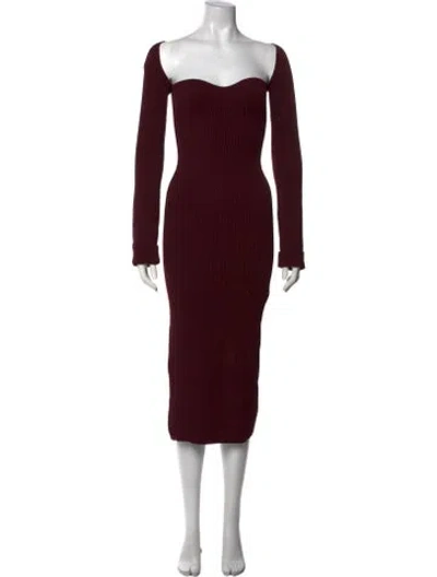Pre-owned Khaite Off-the-shoulder Midi Length Dress In Burgundy