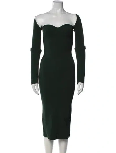 Pre-owned Khaite Off-the-shoulder Midi Length Dress In Green