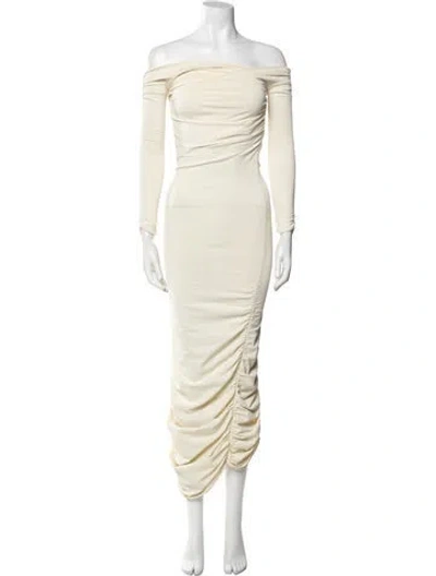 Pre-owned Khaite Off-the-shoulder Midi Length Dress In Neutral