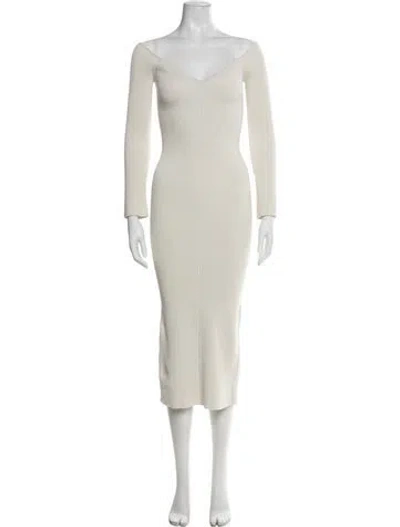 Pre-owned Khaite Off-the-shoulder Midi Length Dress In Neutral