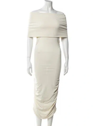 Pre-owned Khaite Off-the-shoulder Midi Length Dress In Neutrals