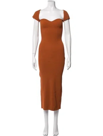 Pre-owned Khaite Off-the-shoulder Midi Length Dress In Orange