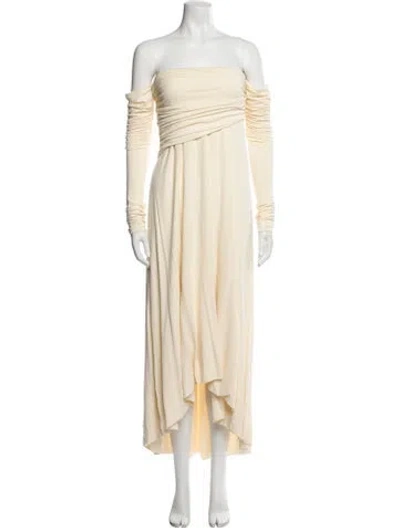 Pre-owned Khaite Off-the-shoulder Midi Length Dress W/ Tags In Neutral