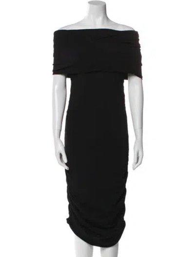 Pre-owned Khaite Off-the-shoulder Mini Dress In Black